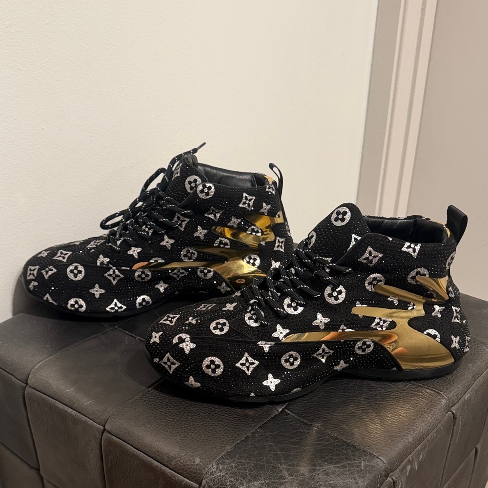 Monogram Silver/Black Patterned High-Top Sneakers… - image 2